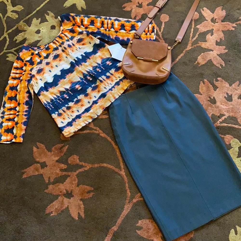 Blue Faux Leather Zara skirt